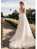 Bling Bling Long Sleeve Ivory Sequined Lace Tulle Boho Wedding Dress